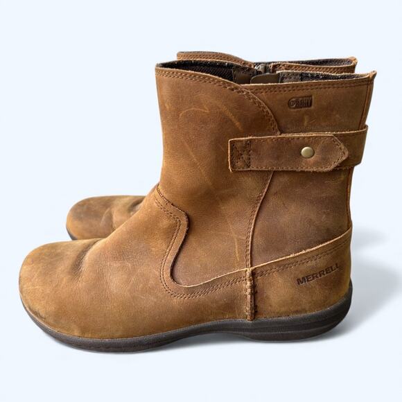 Merrell Encore Kassie Mid Waterproof Boots Brown Leather Womens sz 6.5 Gorpcore - Picture 6 of 14